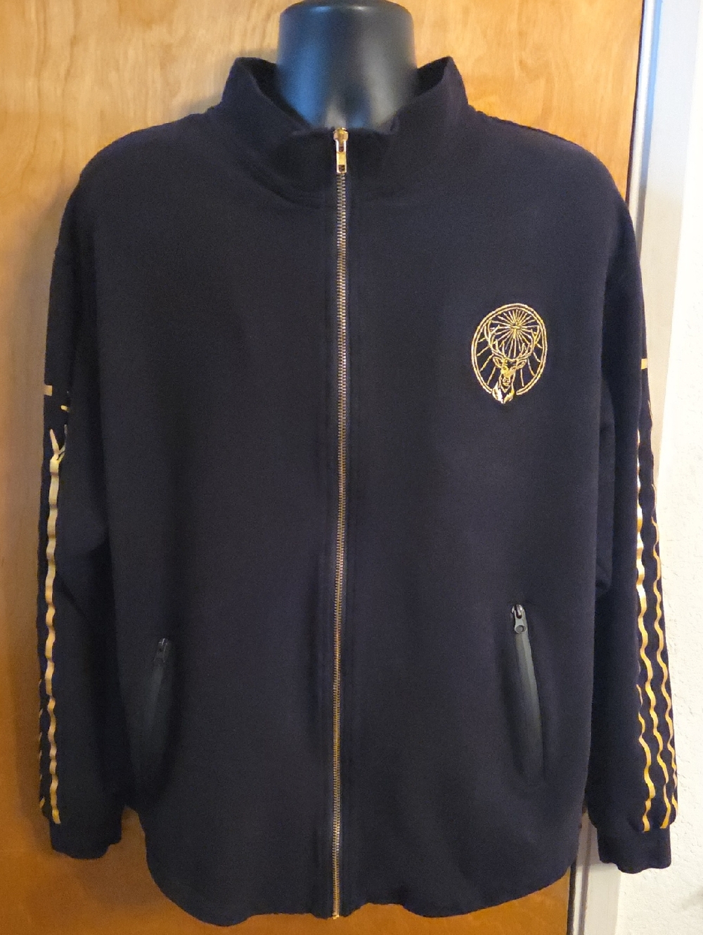 JAGERMEISTER Womens Full-Zip Track Jacket Black and Gold 100% Cotton SZ XXL